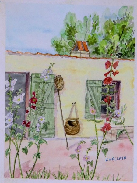 aquarelle, maison de vendée.