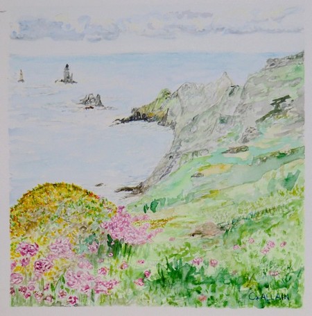 aquarelle, pointe du raz.