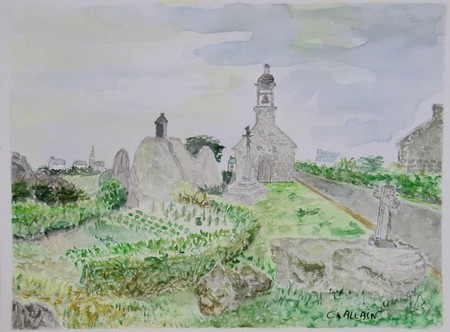 aquarelle, chapelle.