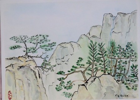 aquarelle, estampe japonaise.