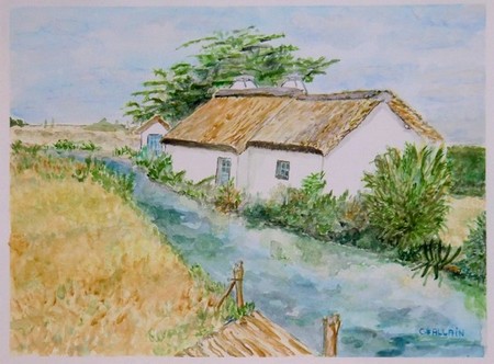 aquarelle, maison de vendée.