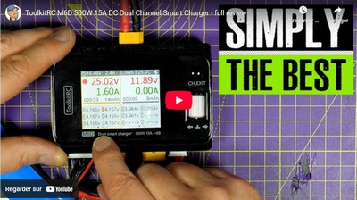 Vidéo ToolkitRC M6D 500W 15A DC Dual Channel Smart Charger - full review.