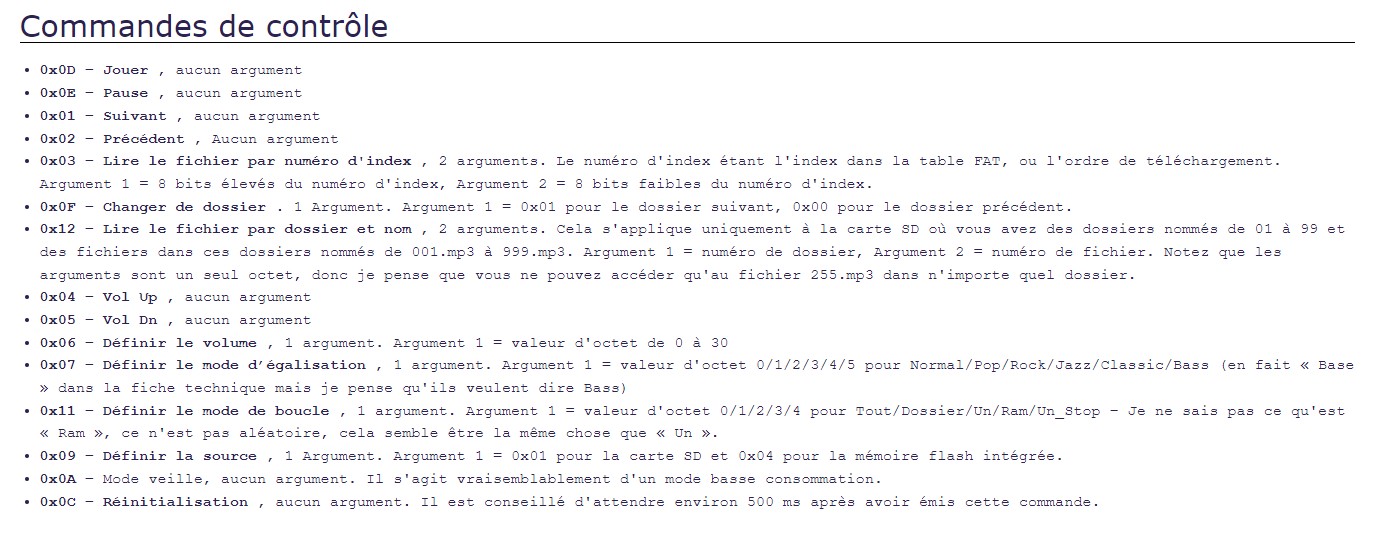 commandes de controles