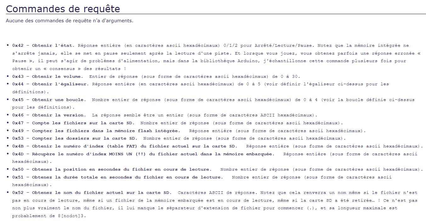 Commandes de requêtes.