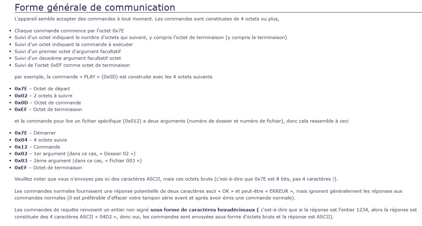 commandes de communications