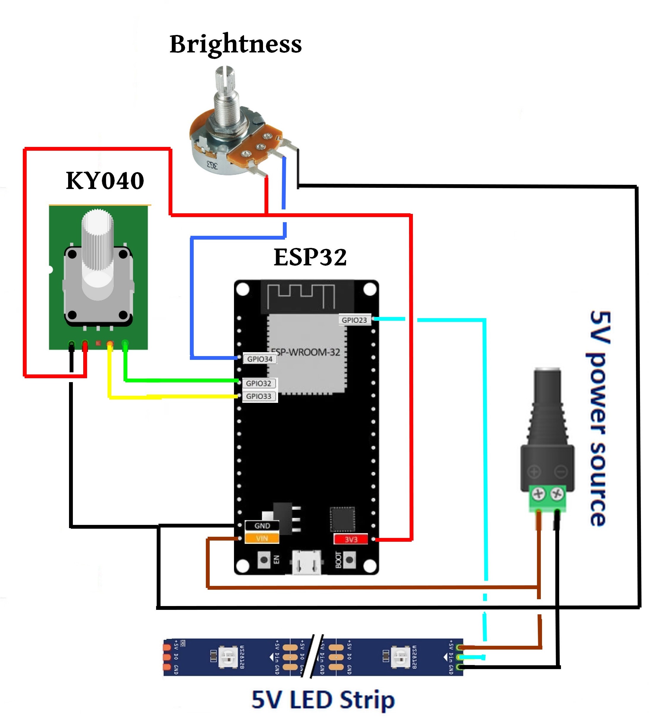 schéma raccordement esp32 dans lampe heliox