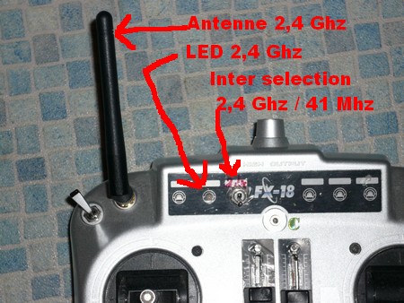 Ajout ANTENNE 2,4GHZ + LED + INTER