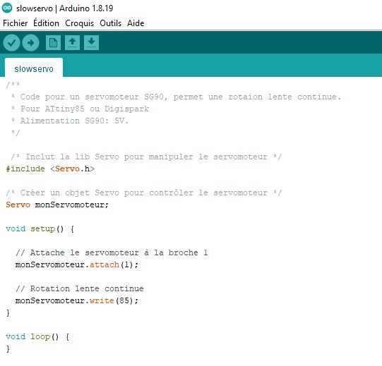 code arduino pilote servo